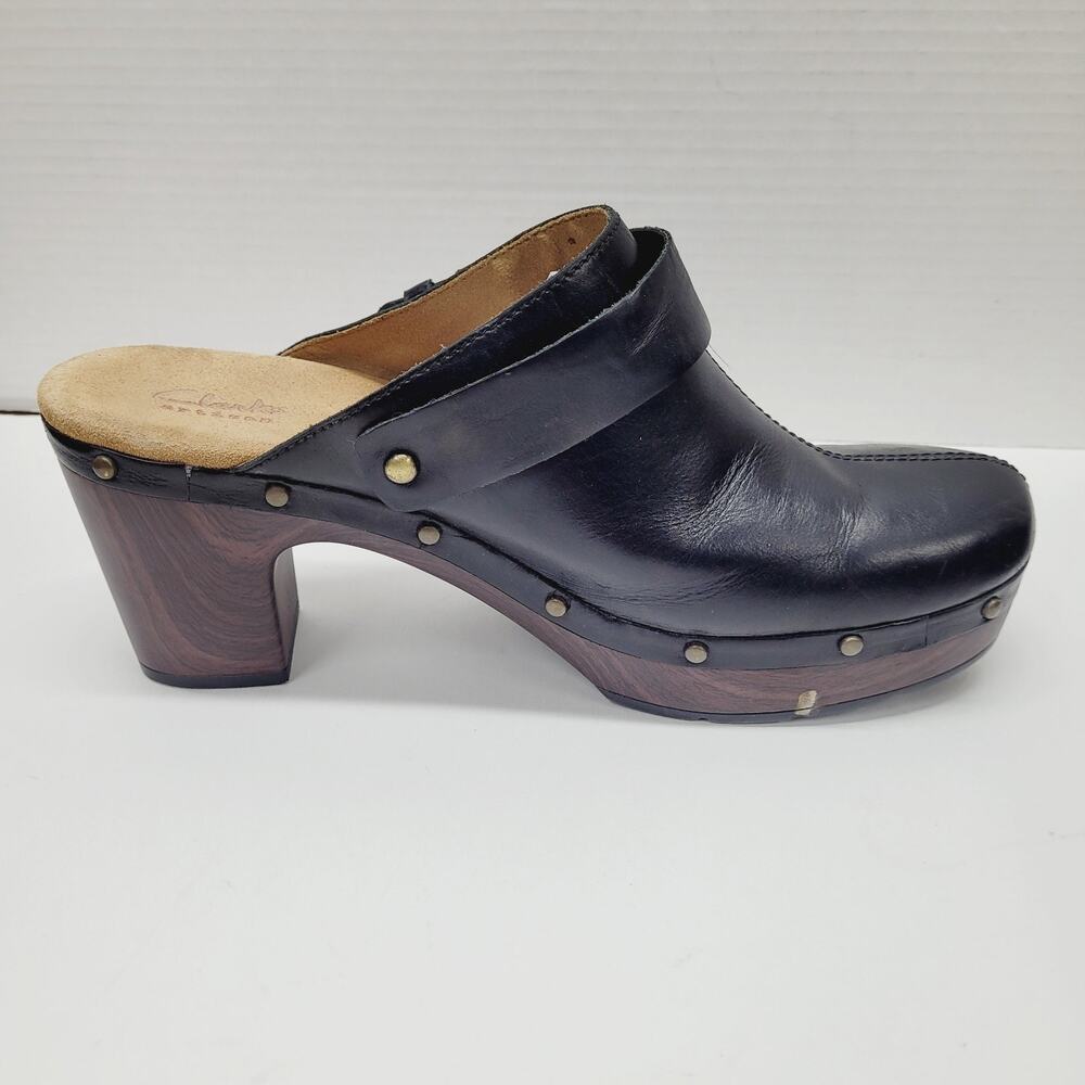 Clarks Artisan Womens Clogs Black Leather Buckle & Studs US Size 10 M - Picture 8 of 11